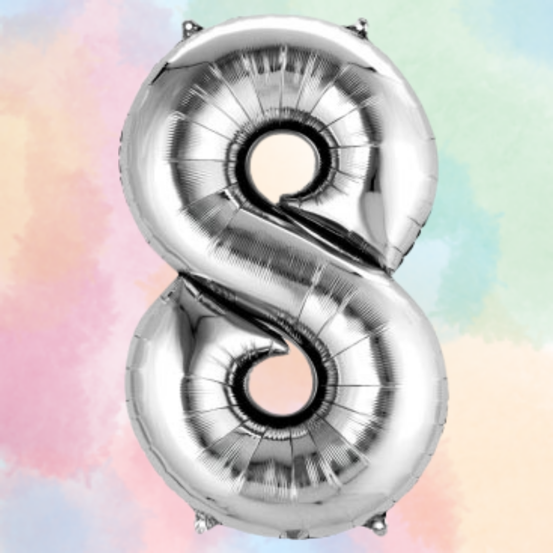 FOIL BALLOON LARGE SILVER EIGHT 8