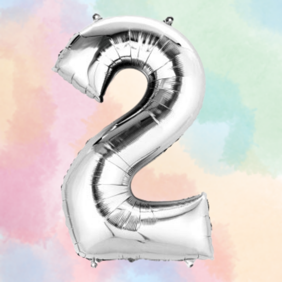 FOIL BALLOON LARGE SILVER TWO 2