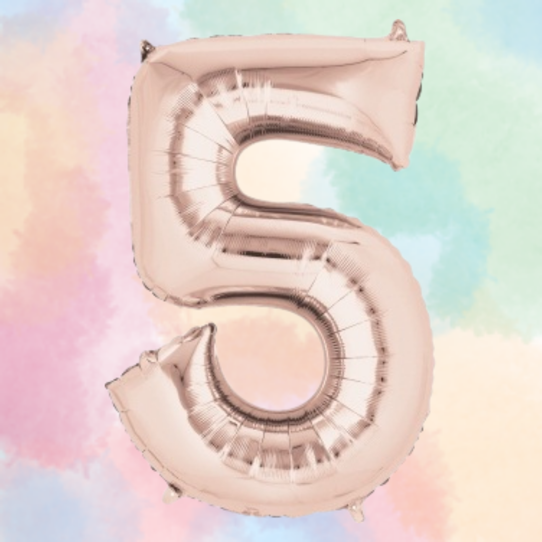 FOIL BALLOON LARGE ROSE GOLD FIVE 5