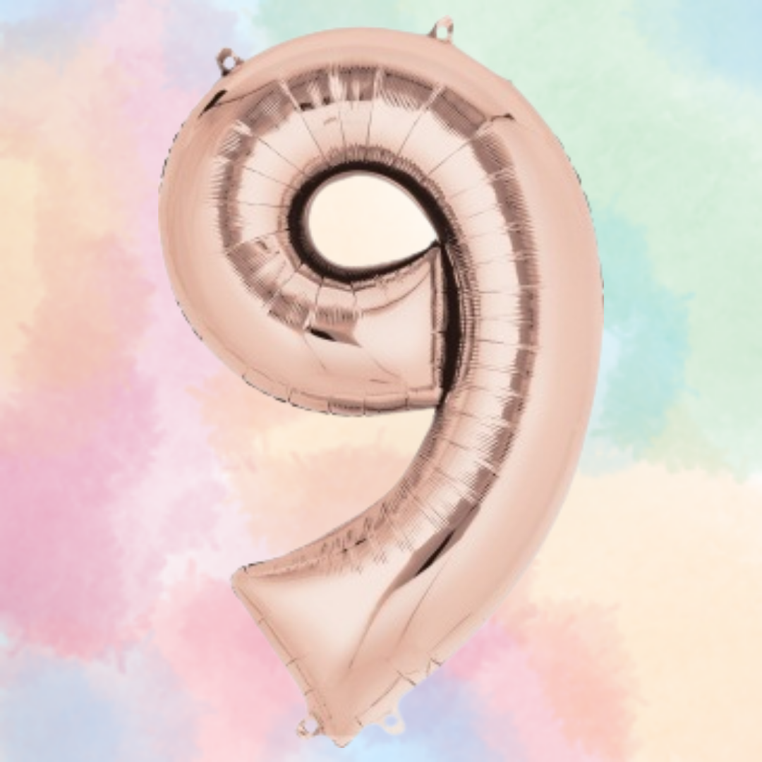 FOIL BALLOON LARGE ROSE GOLD NINE 9