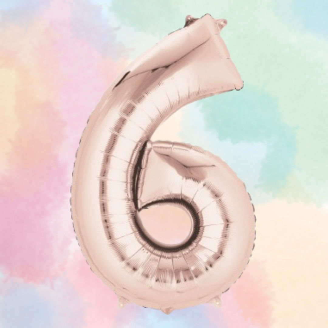 FOIL BALLOON LARGE ROSE GOLD SIX 6
