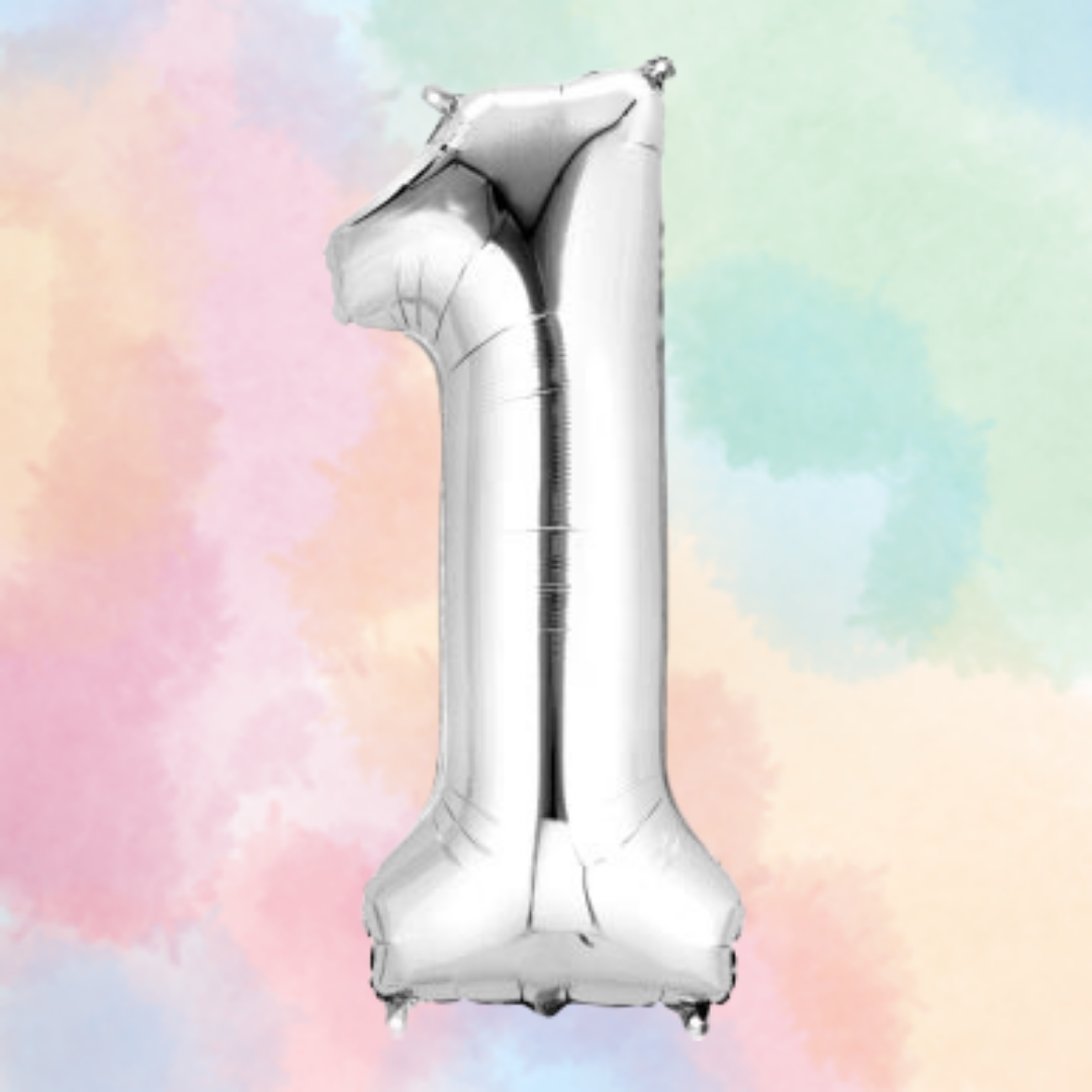 FOIL BALLOON LARGE SILVER ONE 1