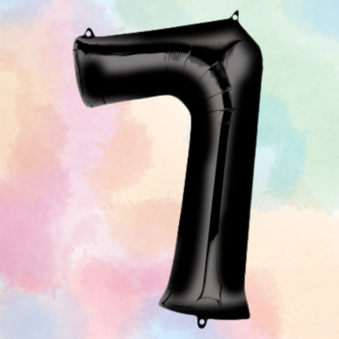 FOIL BALLOON LARGE BLACK SEVEN 7