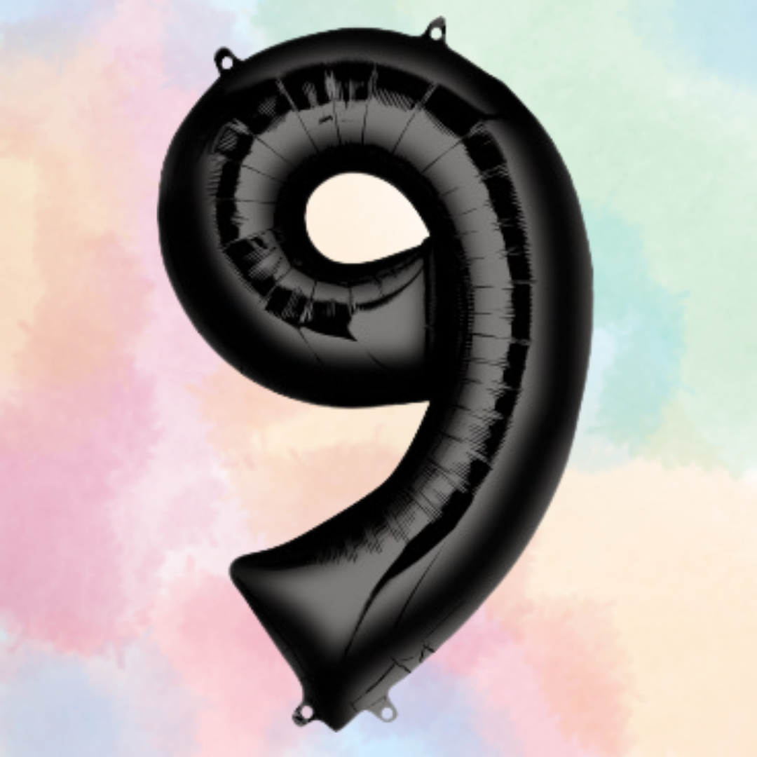 FOIL BALLOON LARGE BLACK NINE 9