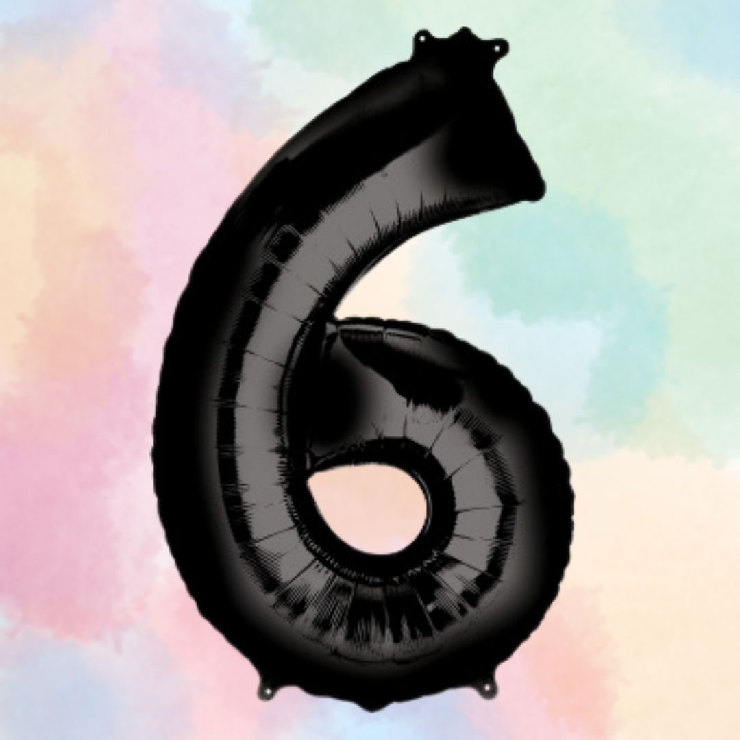 FOIL BALLOON LARGE BLACK SIX 6