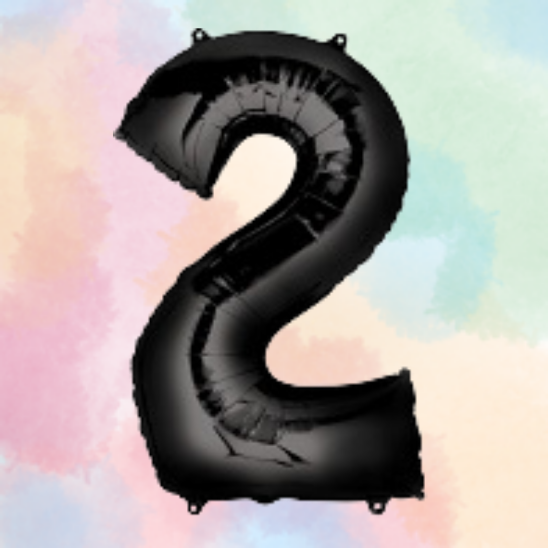 FOIL BALLOON LARGE BLACK TWO 2