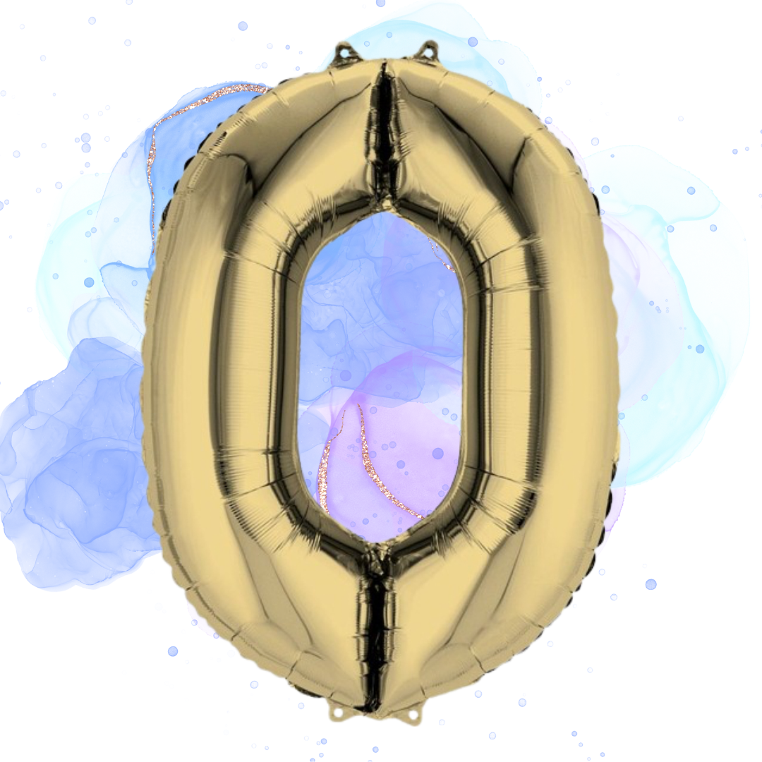 FOIL BALLOON LARGE WHITE GOLD ZERO 0