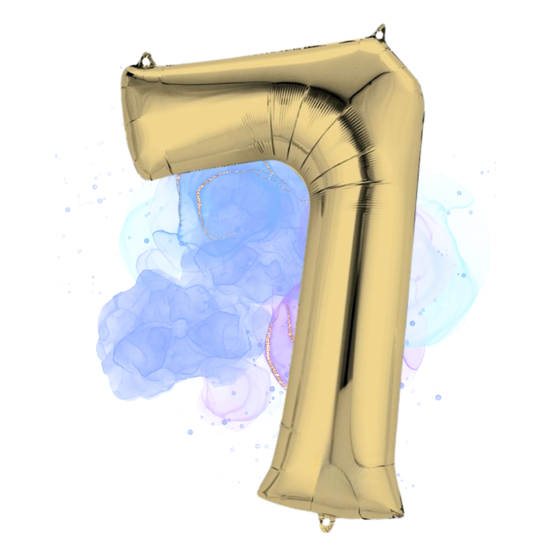 FOIL BALLOON LARGE WHITE GOLD SEVEN 7