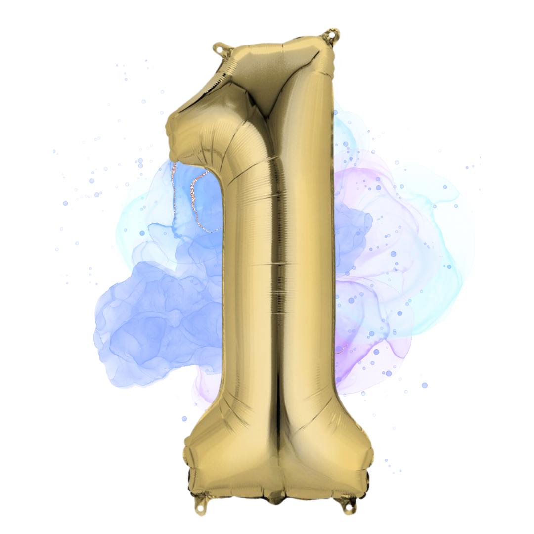 FOIL BALLOON LARGE WHITE GOLD ONE 1