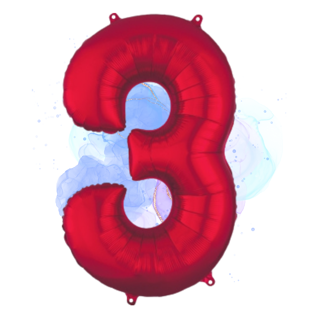 FOIL BALLOON LARGE RED THREE 3