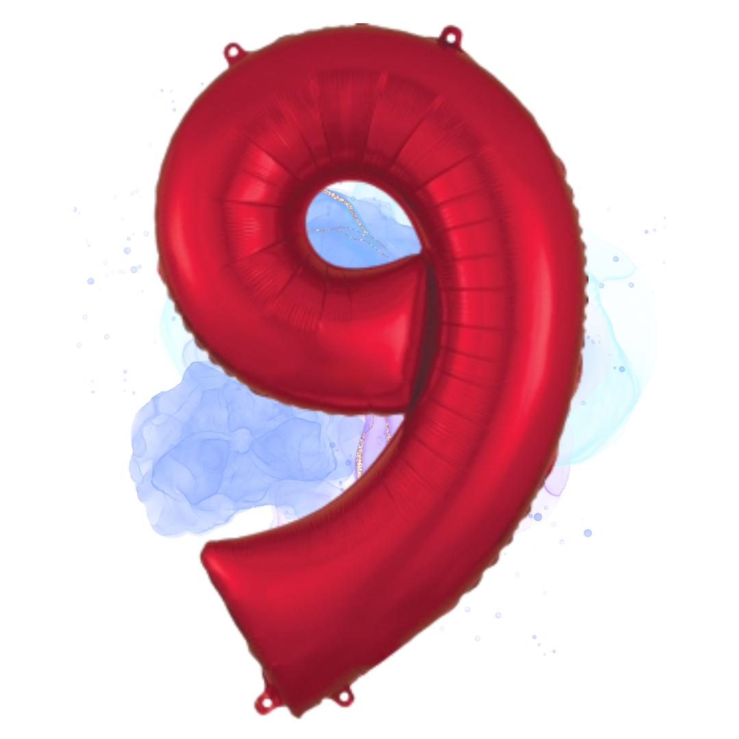 FOIL BALLOON LARGE RED NINE 9