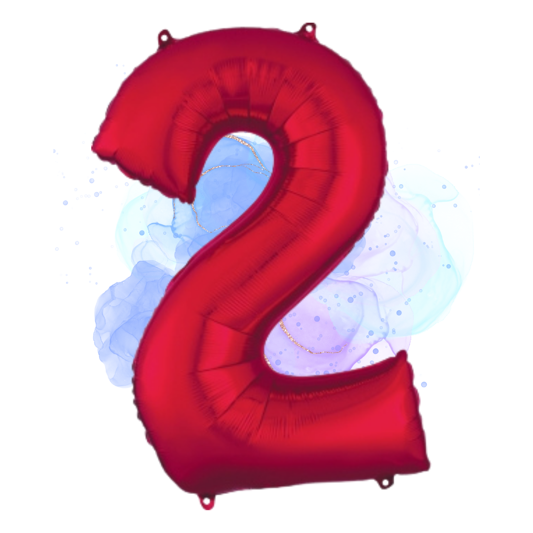 FOIL BALLOON LARGE RED TWO 2