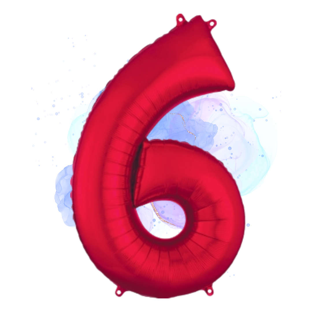 FOIL BALLOON LARGE RED SIX 6