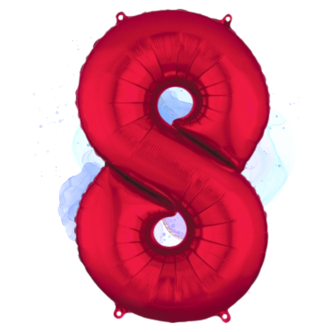 FOIL BALLOON LARGE RED EIGHT 8