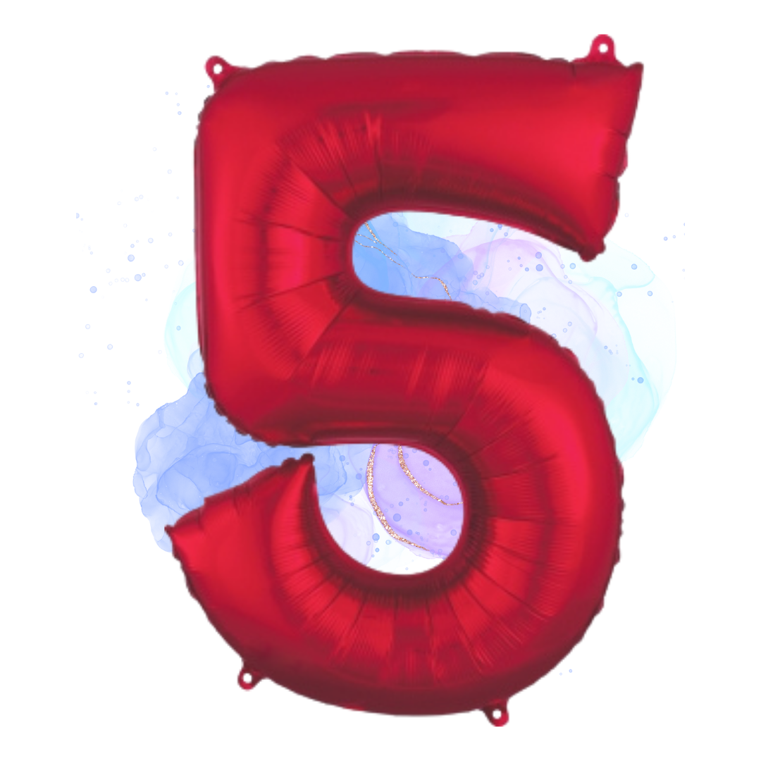 FOIL BALLOON LARGE RED FIVE 5