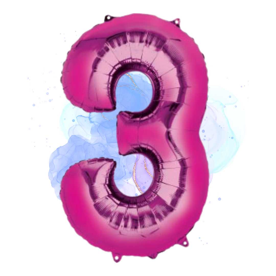FOIL BALLOON LARGE CERISE PINK THREE 3