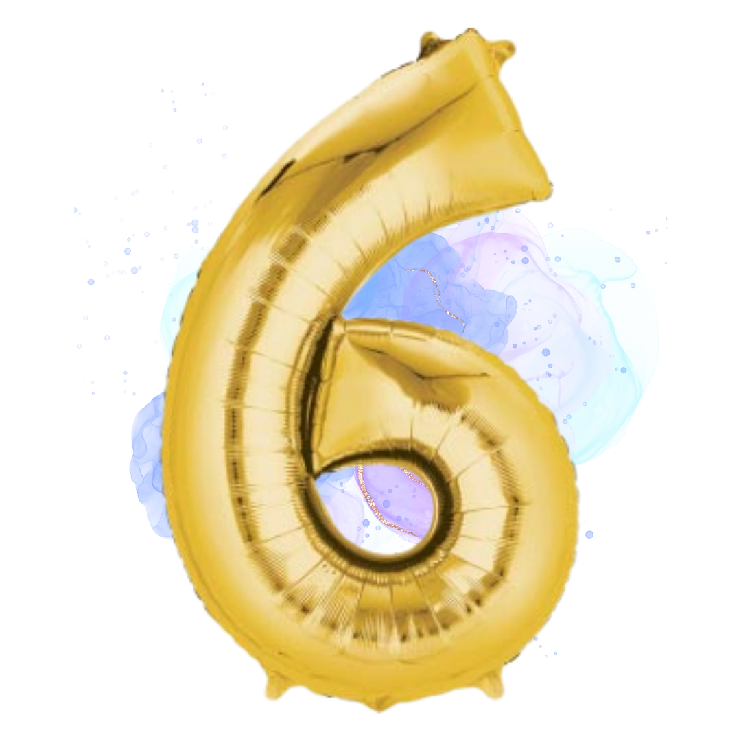 FOIL BALLOON LARGE YELLOW GOLD SIX 6
