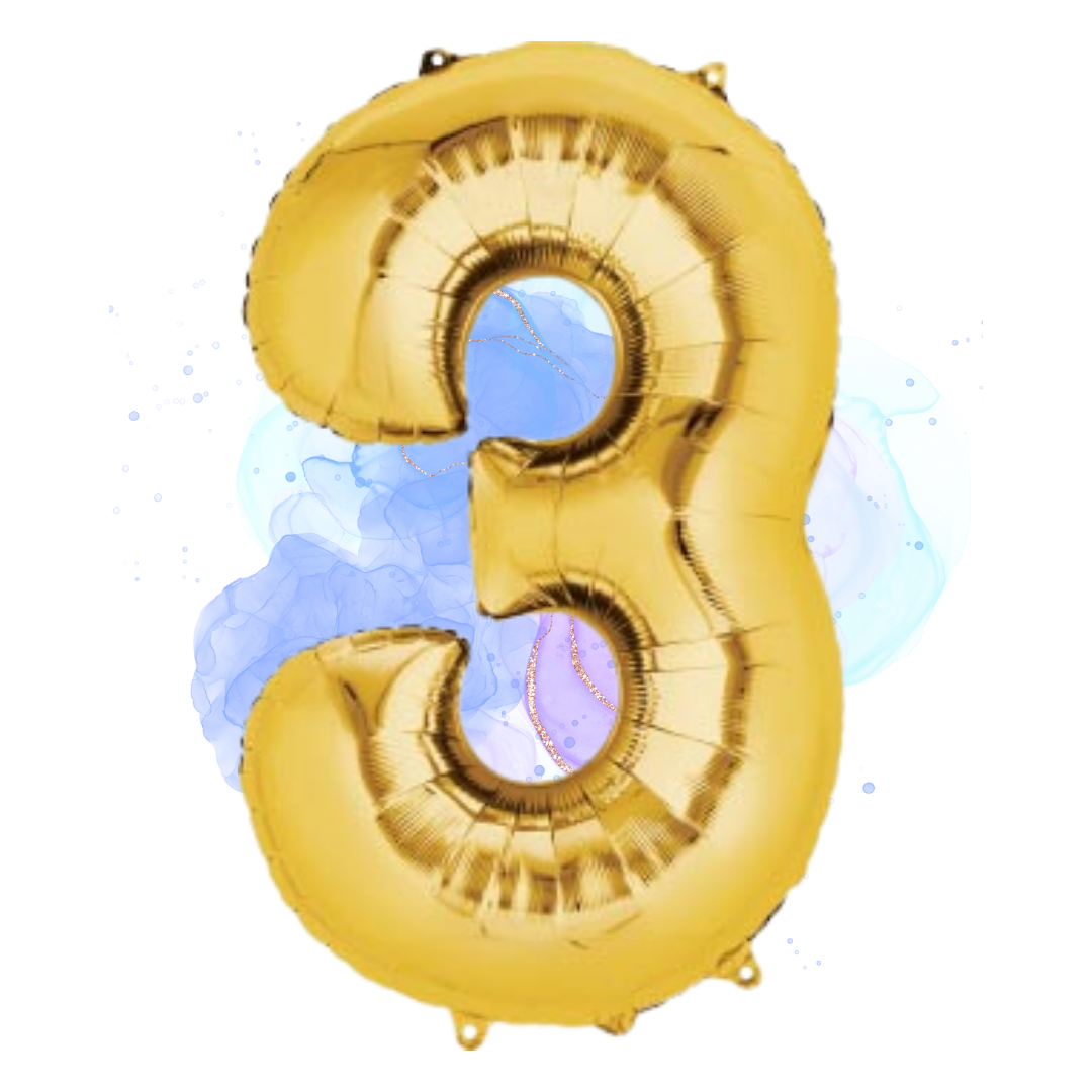 FOIL BALLOON LARGE YELLOW GOLD THREE 3