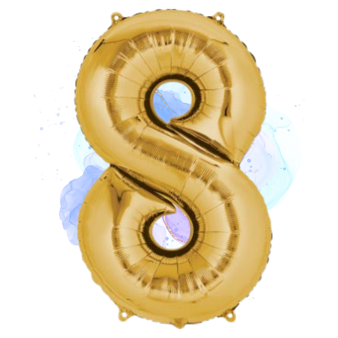 FOIL BALLOON LARGE YELLOW GOLD EIGHT 8