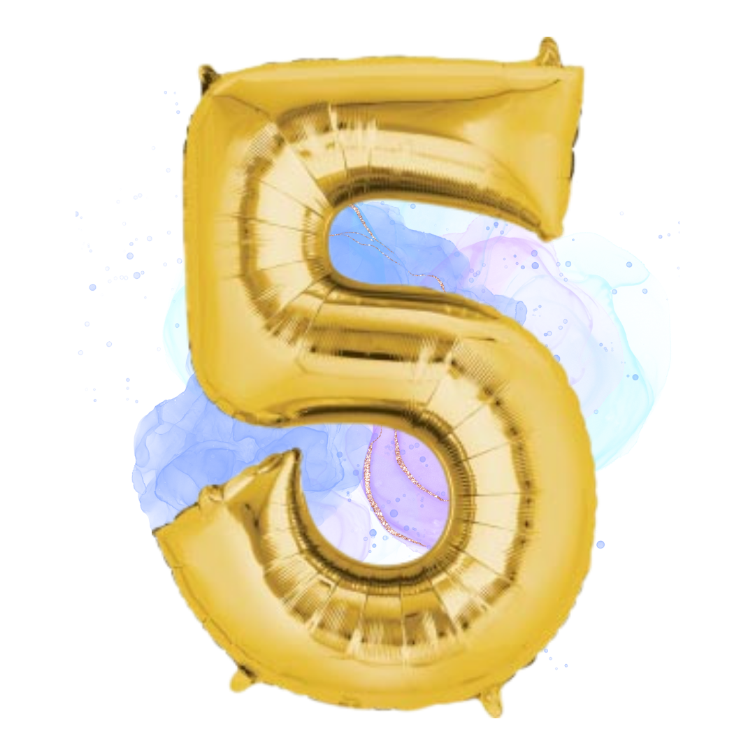 FOIL BALLOON LARGE YELLOW GOLD FIVE 5