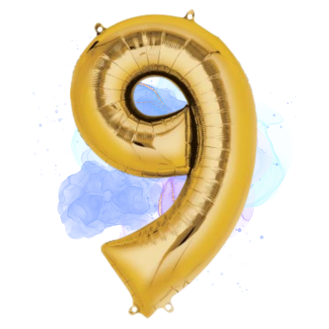 FOIL BALLOON LARGE YELLOW GOLD NINE 9
