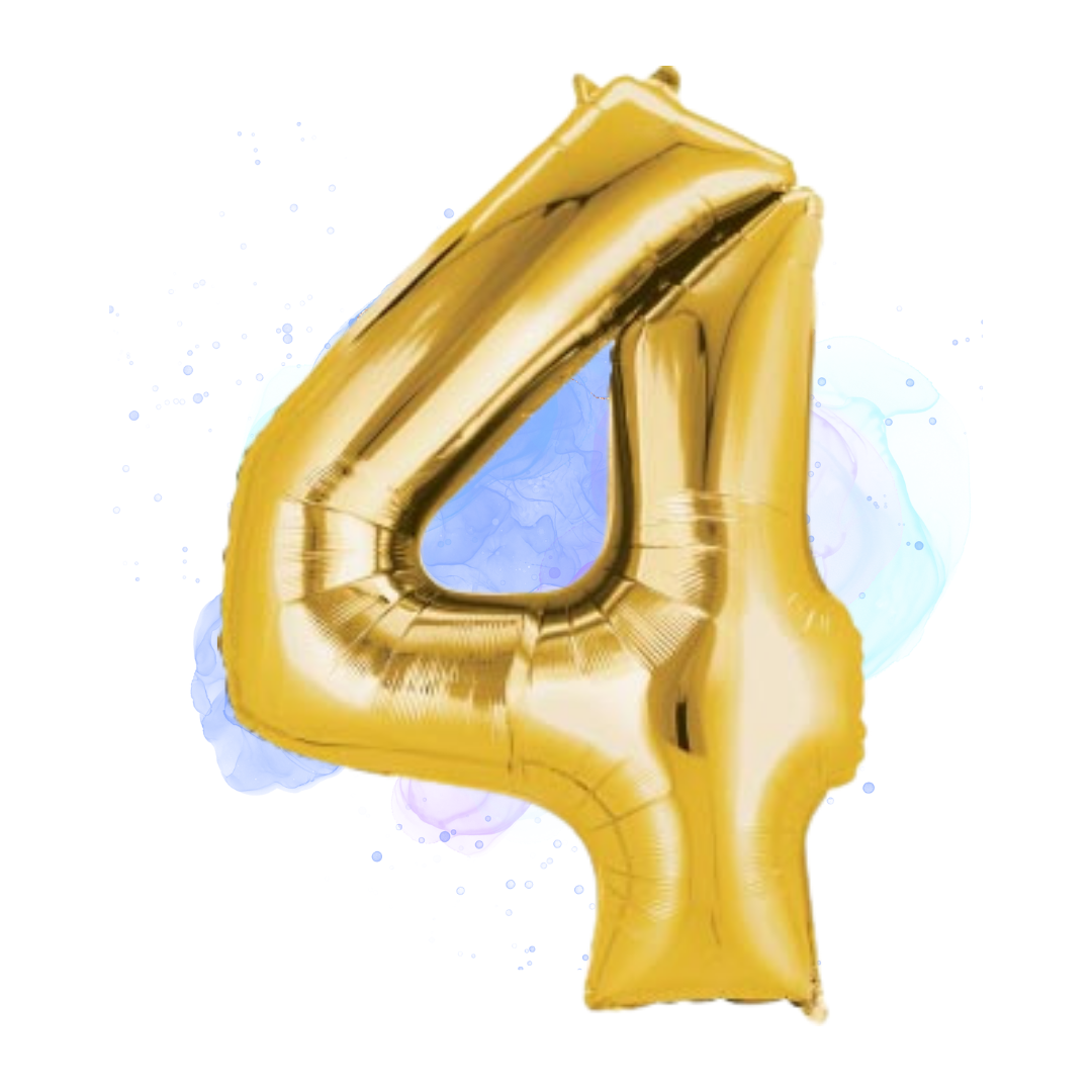 FOIL BALLOON LARGE YELLOW GOLD FOUR 4