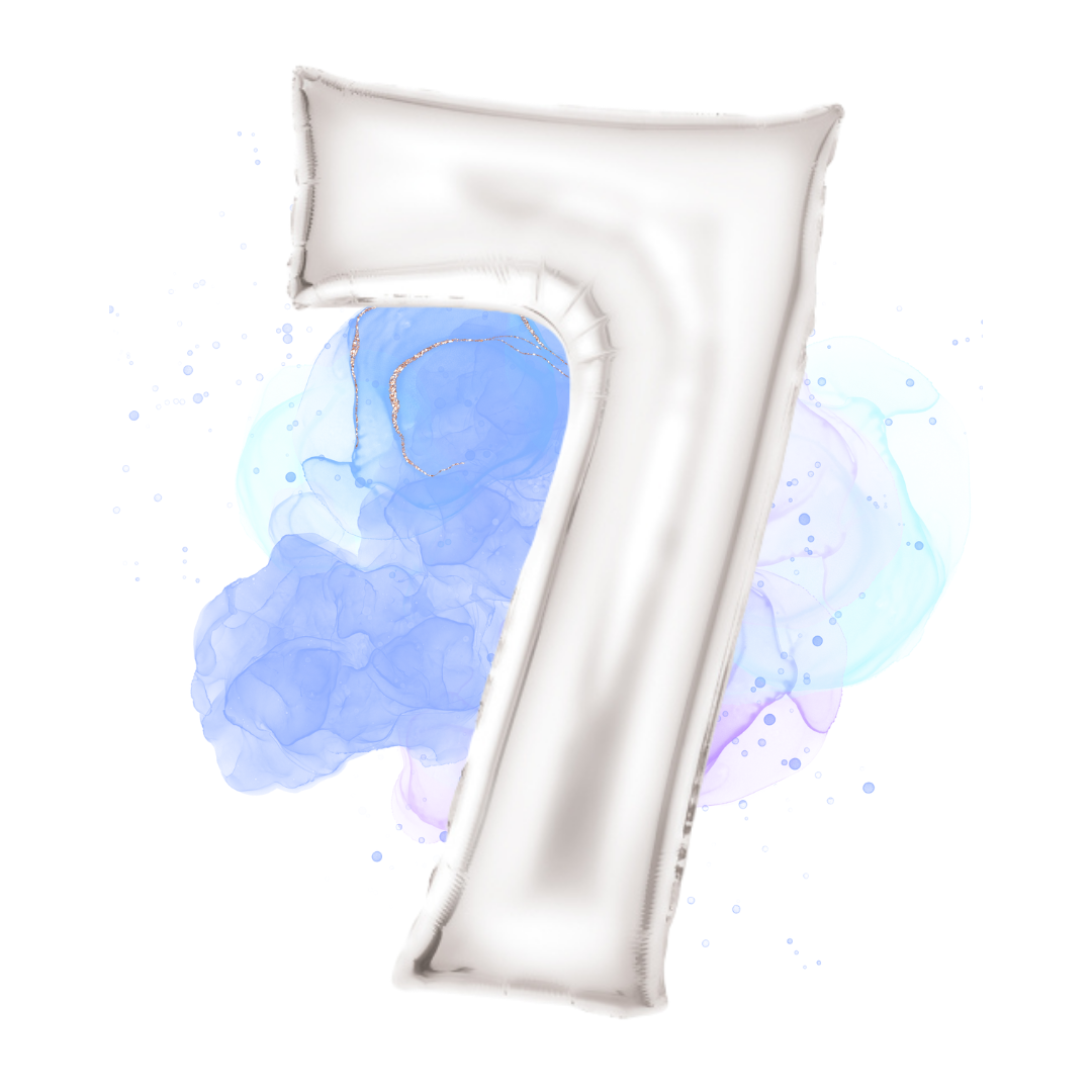 FOIL BALLOON LARGE SILK WHITE SEVEN 7