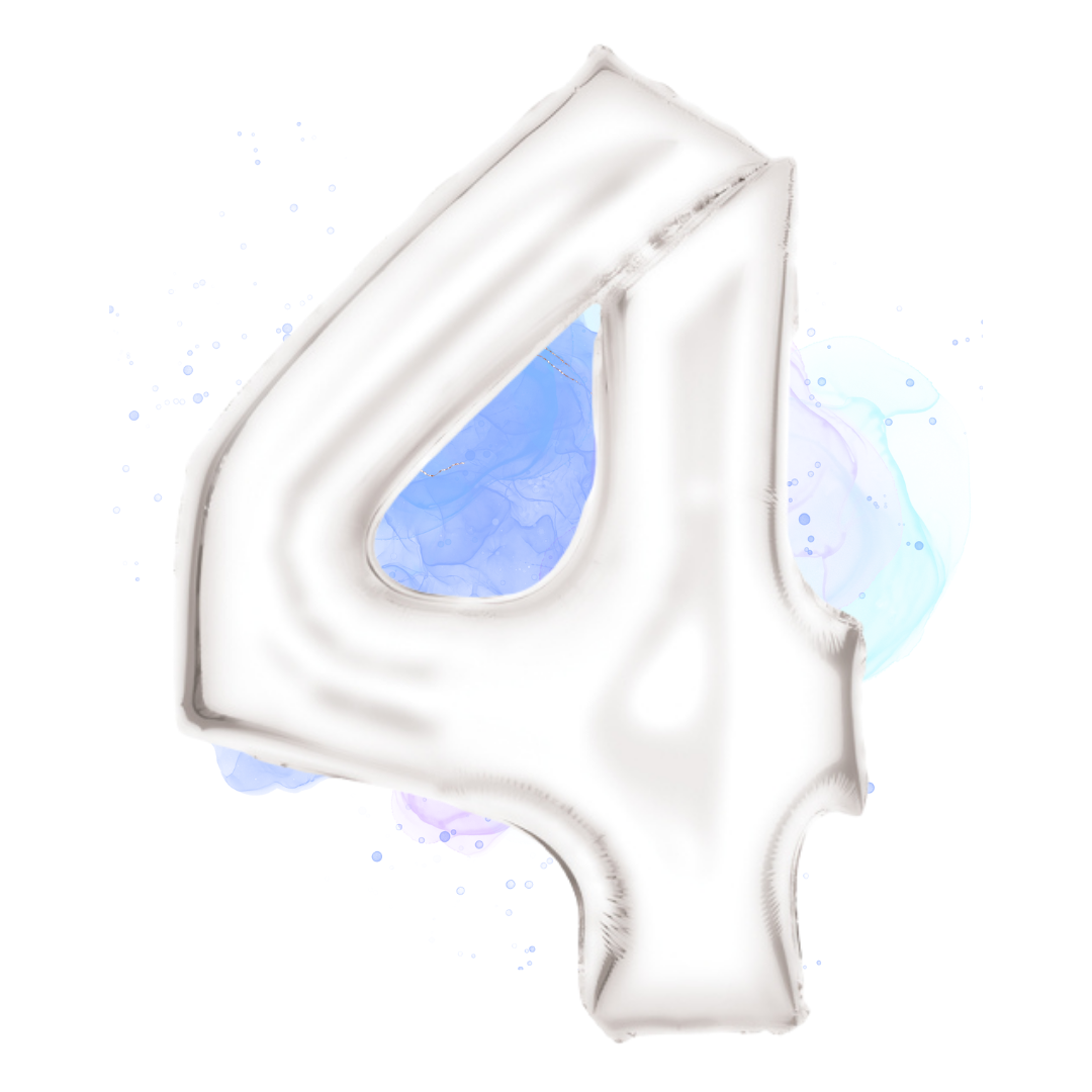 FOIL BALLOON LARGE SILK WHITE FOUR 4