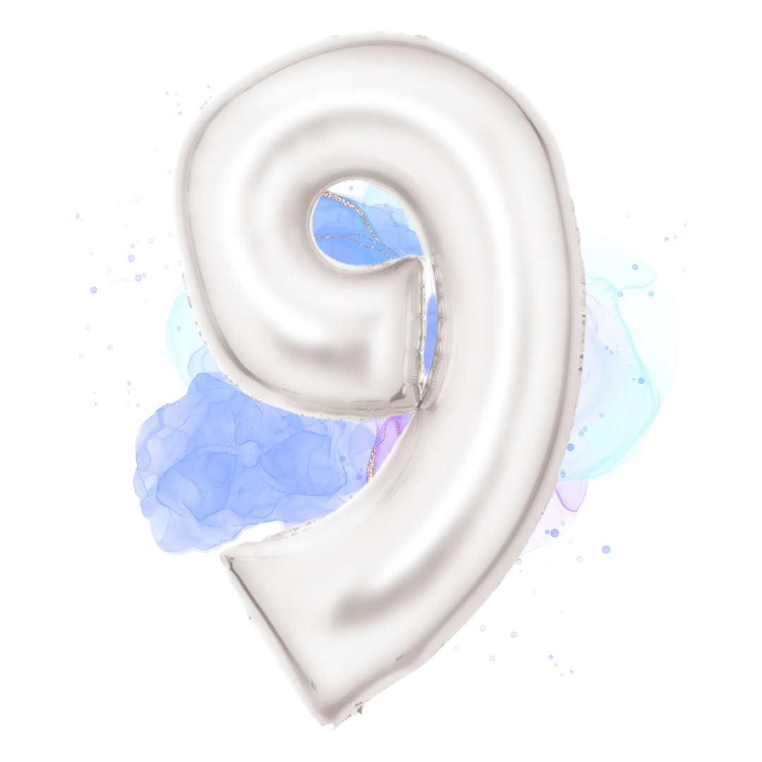 FOIL BALLOON LARGE SILK WHITE NINE 9