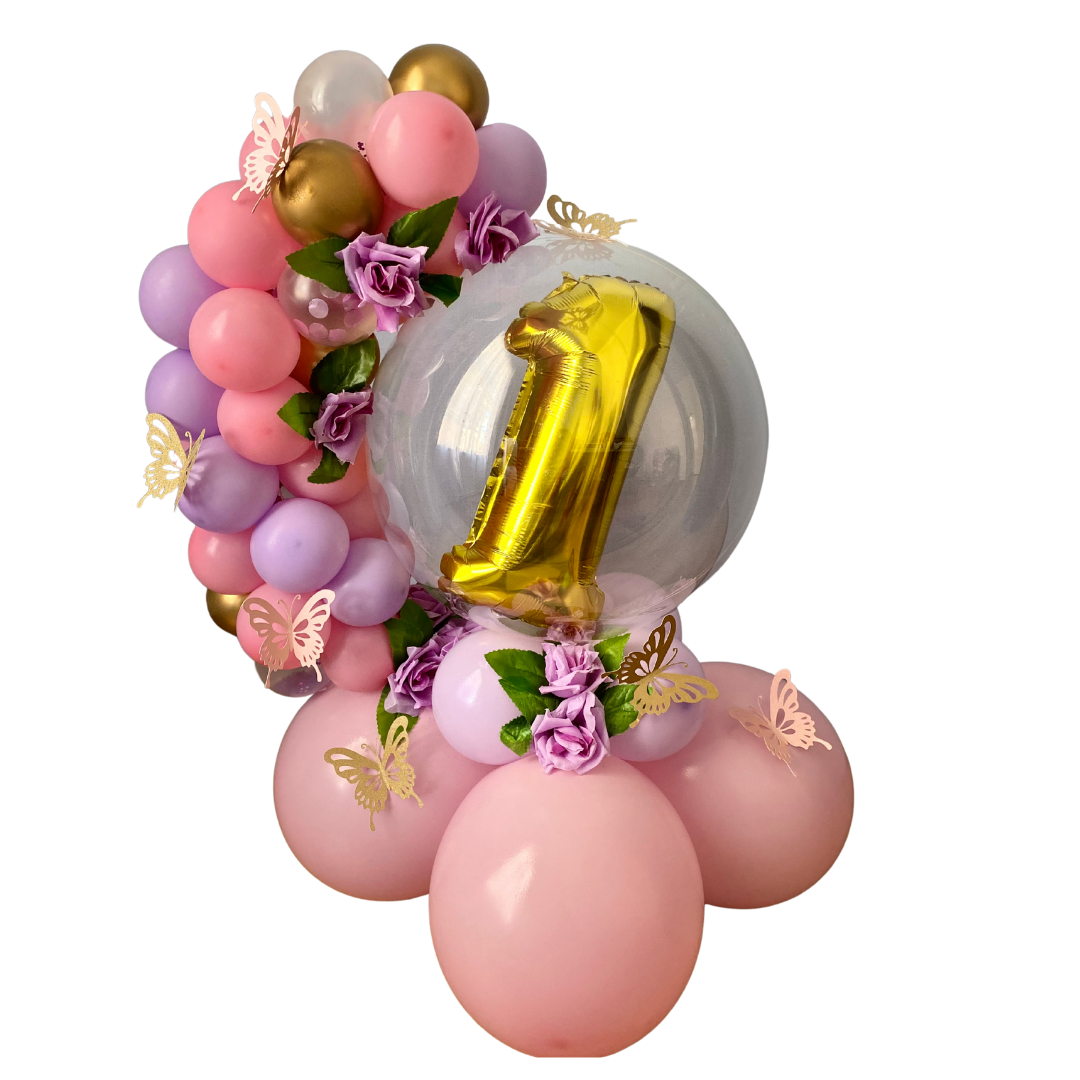 PRIMROSE BALLOON BOUQUET personalized Balloon Bouquet with mini garland and accessories butterflies and flowers Birthday Decor, Baby Shower