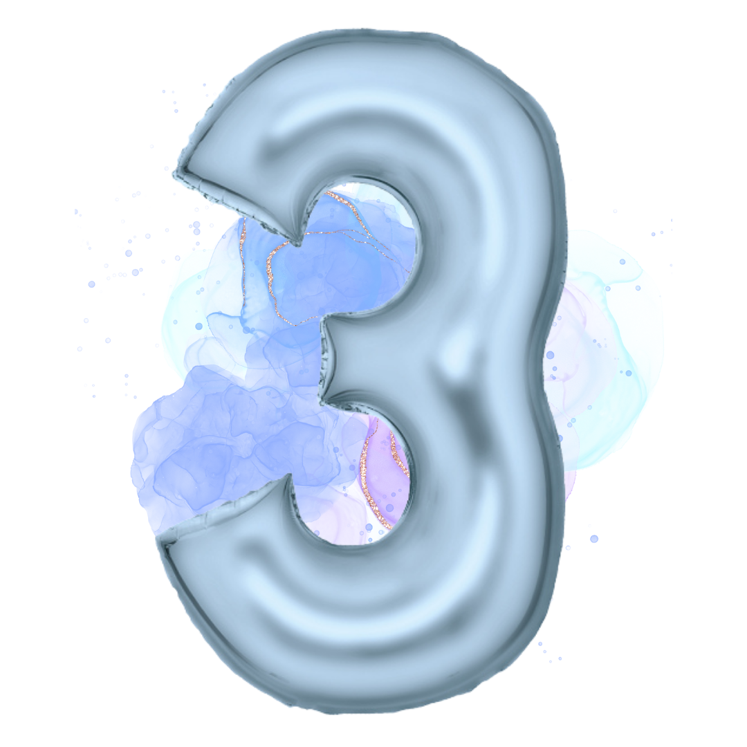 FOIL BALLOON LARGE PASTEL BLUE THREE 3
