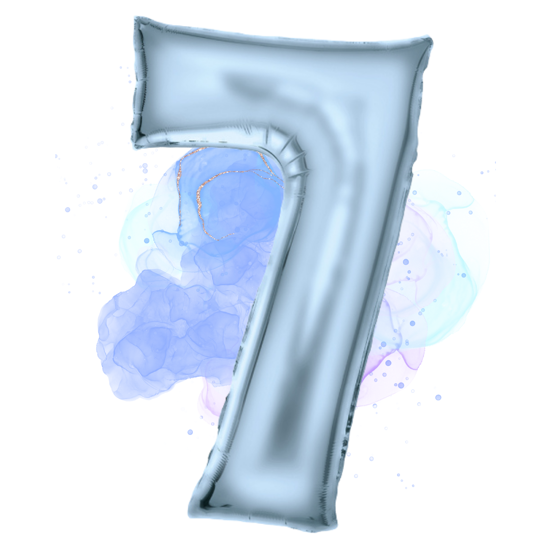 FOIL BALLOON LARGE PASTEL BLUE SEVEN 7