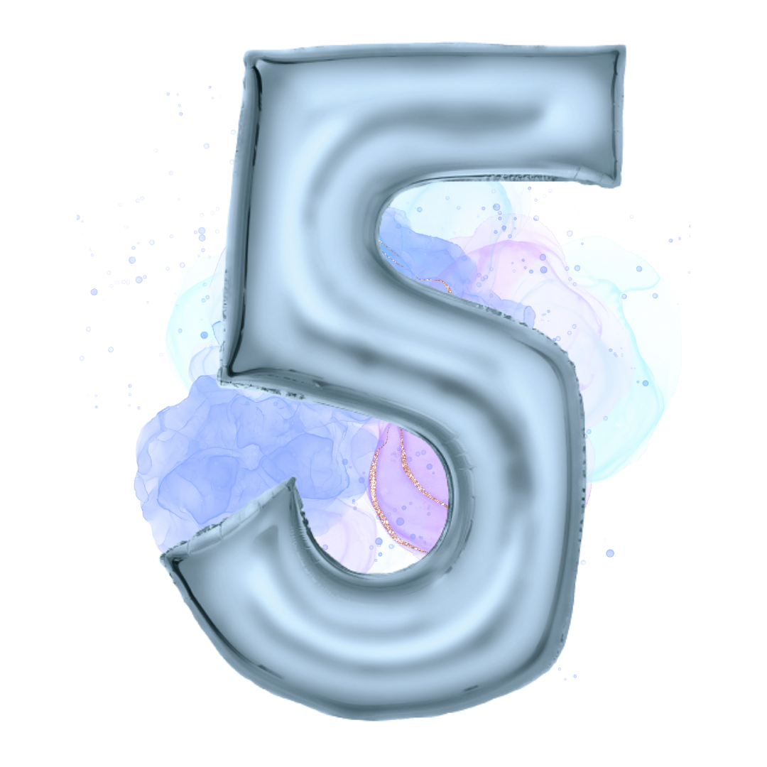 FOIL BALLOON LARGE PASTEL BLUE FIVE 5