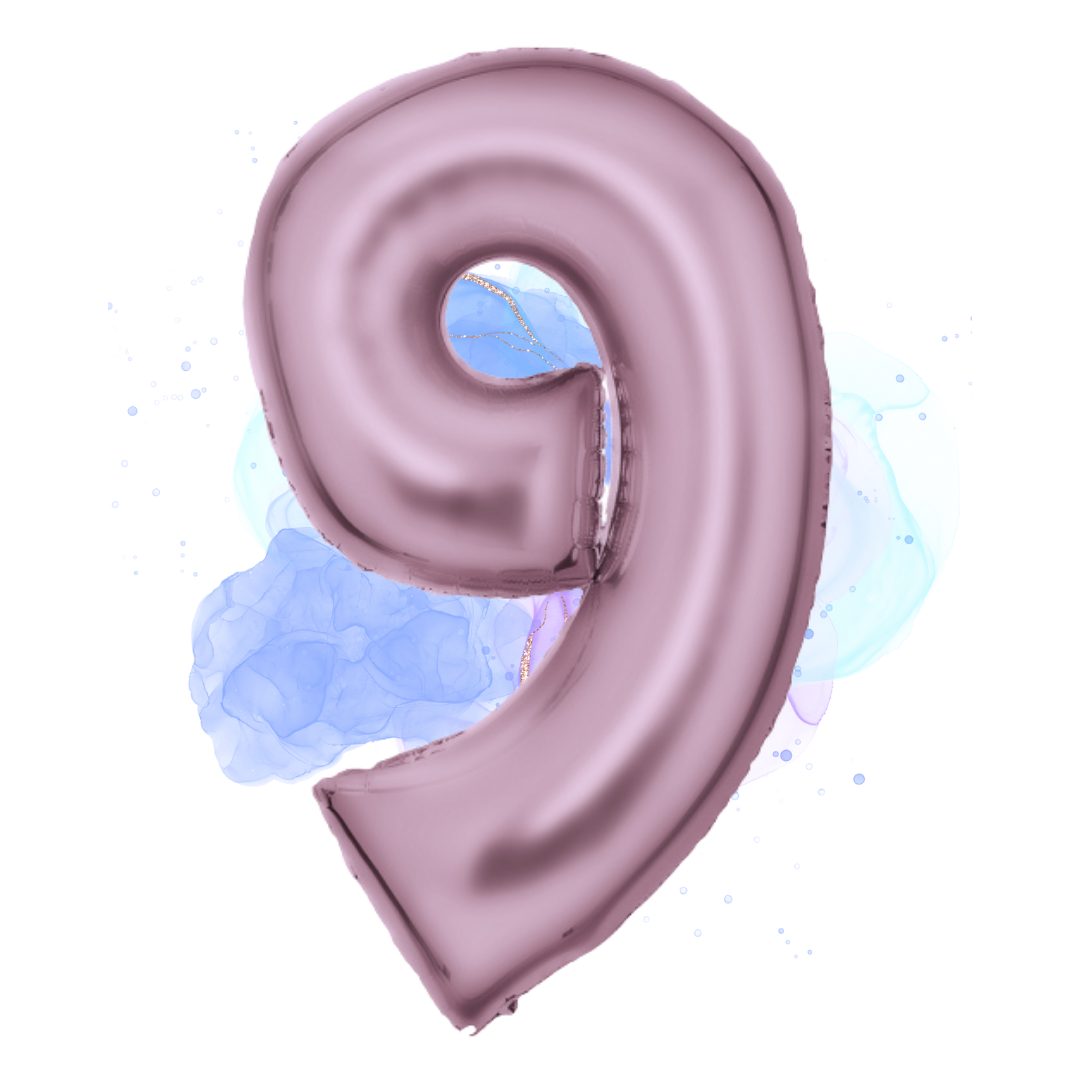 FOIL BALLOON LARGE PASTEL PINK NINE 9