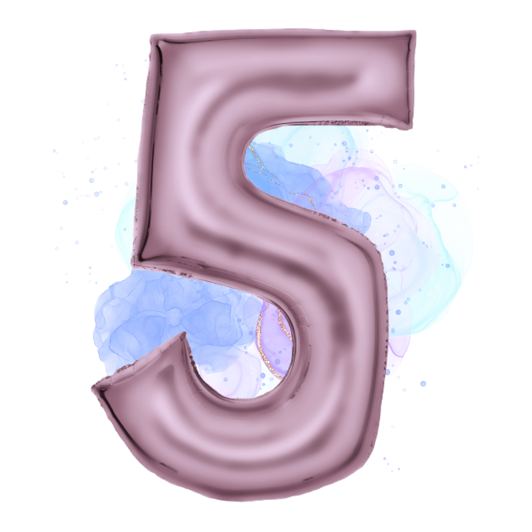 FOIL BALLOON LARGE PASTEL PINK FIVE 5