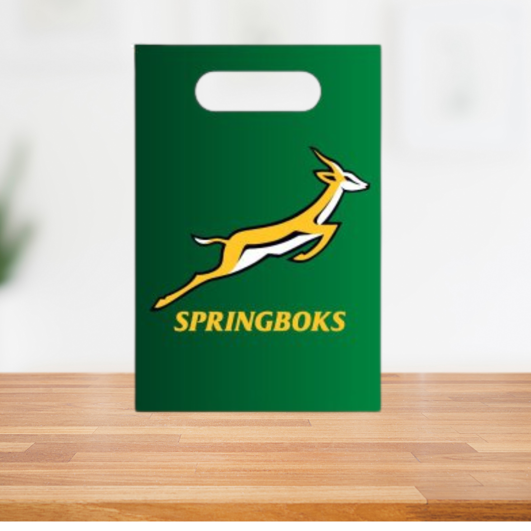 Springbok-Themed Paper Party Bags β Pack of 8