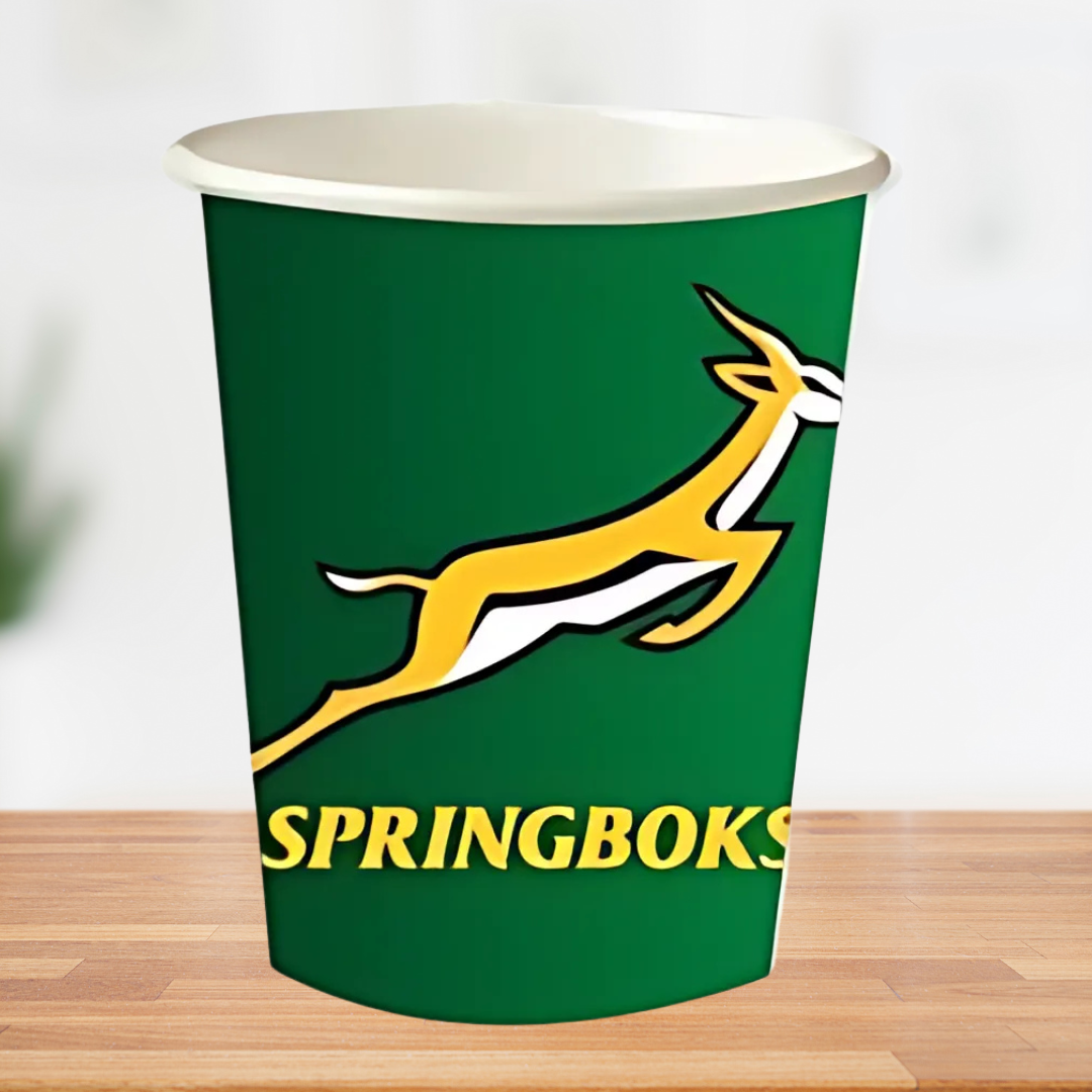 Springbok Themed Paper Cups Pack of 8