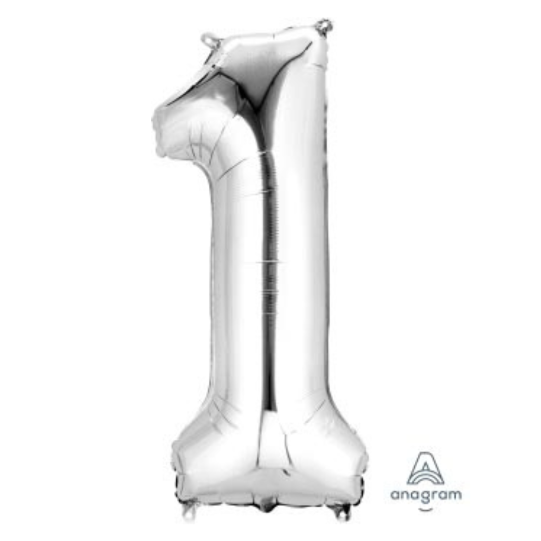 FOIL BALLOON LARGE SILVER ONE 1