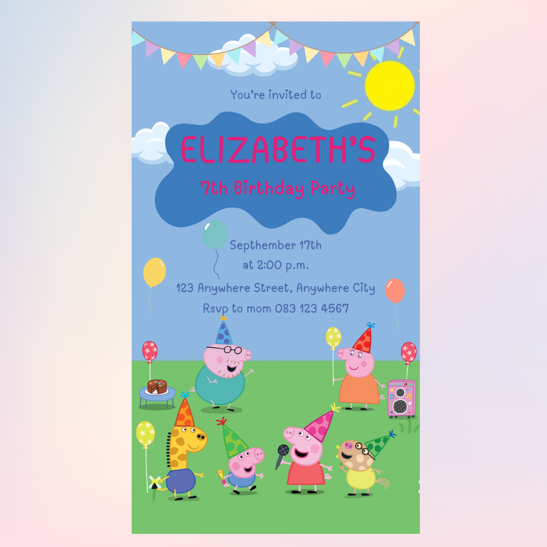 Digital Invite Peppa Pig Blue