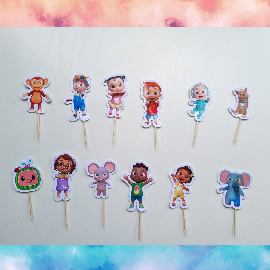 COCOMELON CUPCAKE TOPPER SET OF 12 birthday party themed decor