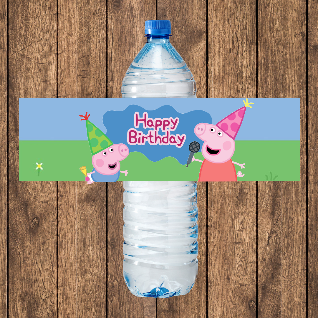 PEPPA PIG BOTTEL LABELS SET OF 4 Muddy Puddles Blue
