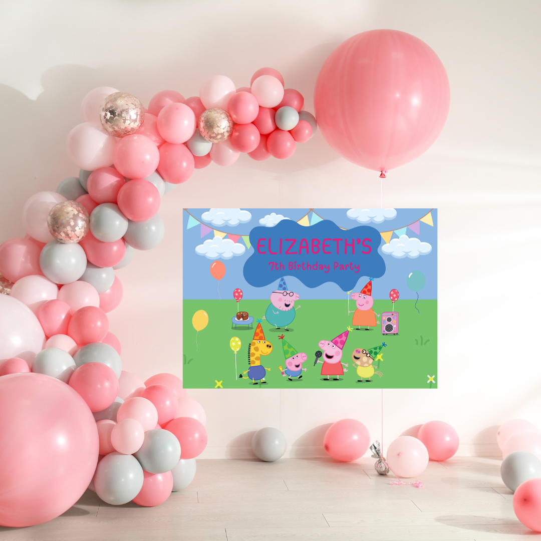Peppa Pig Party Banner Blue Muddy Puddles