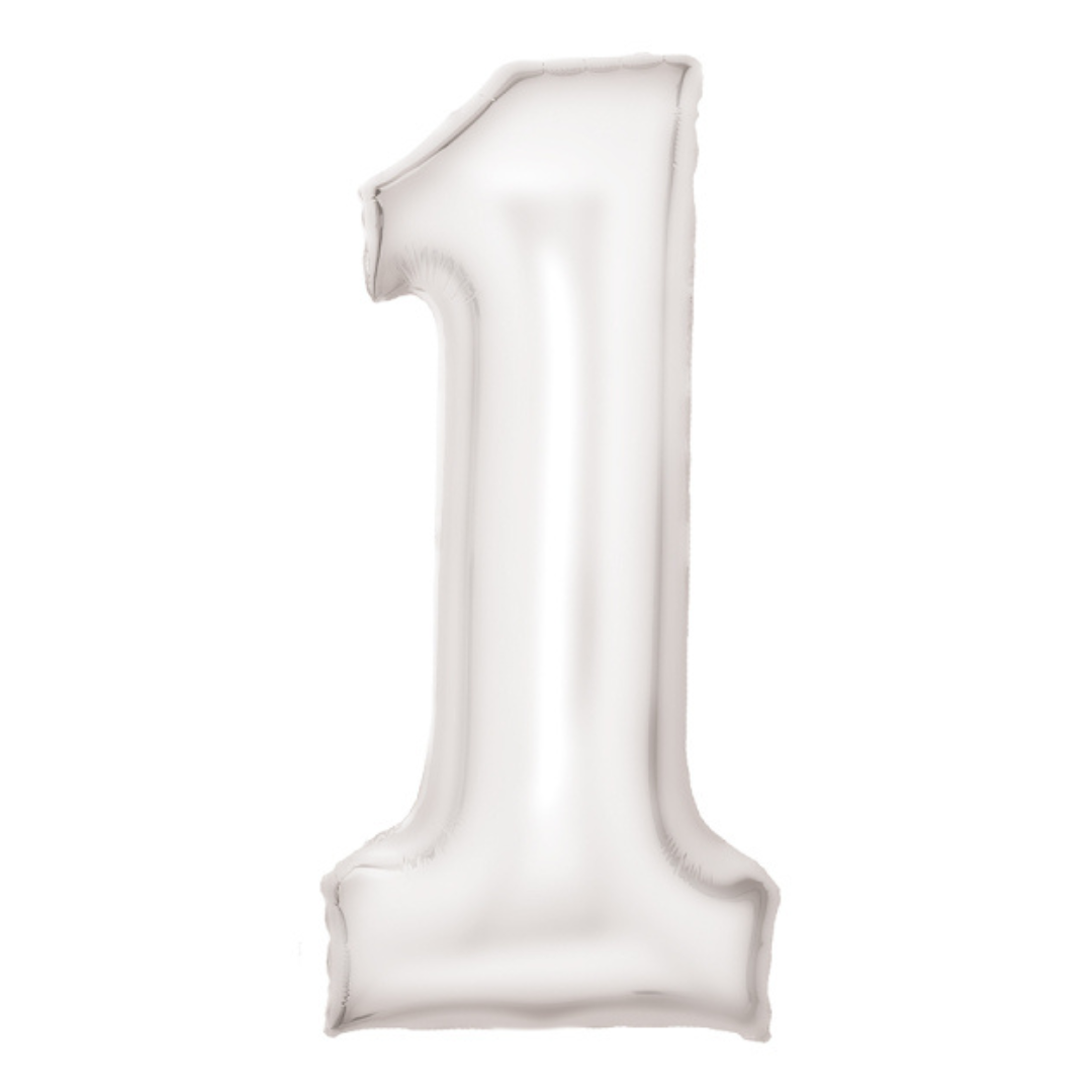 FOIL BALLOON LARGE SILK WHITE ONE 1