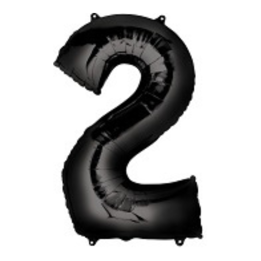 FOIL BALLOON LARGE BLACK TWO 2