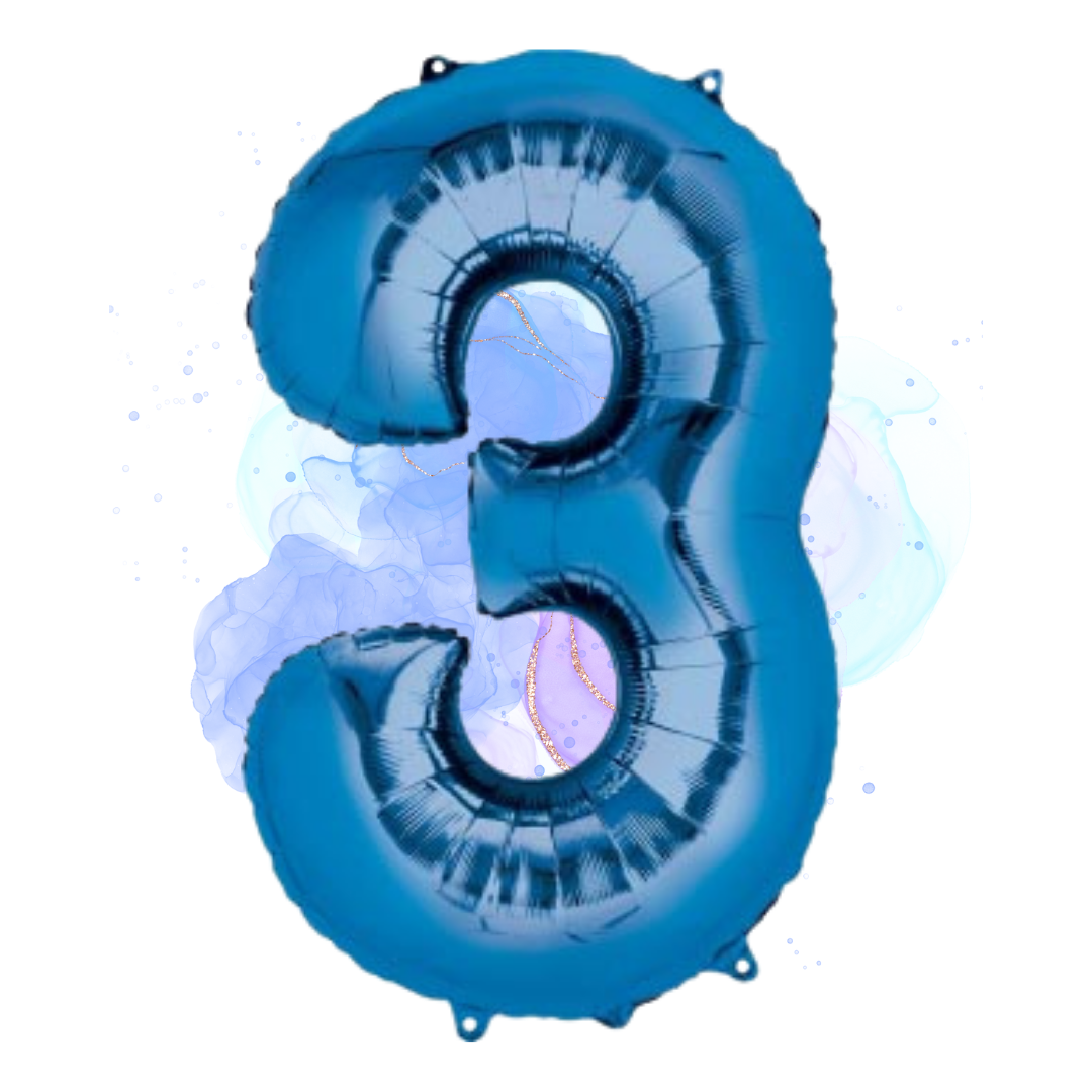 FOIL BALLOON LARGE BLUE THREE 3