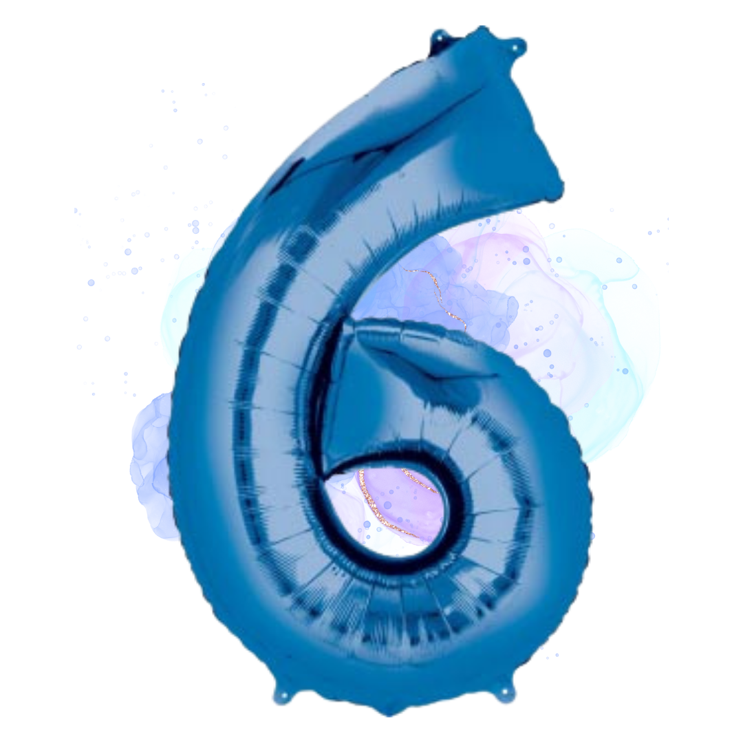 FOIL BALLOON LARGE BLUE SIX 6