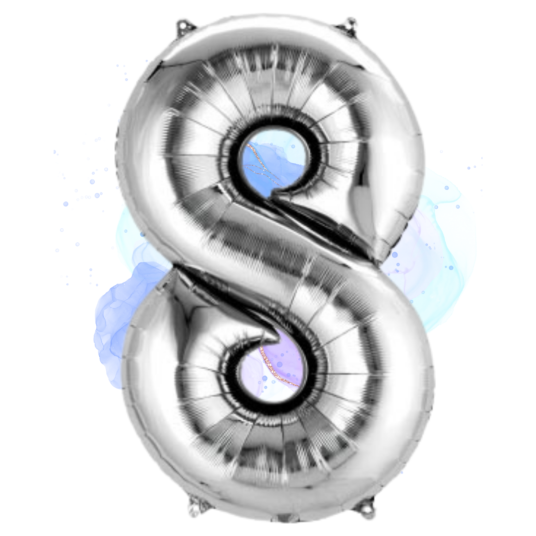 FOIL BALLOON LARGE SILVER EIGHT 8