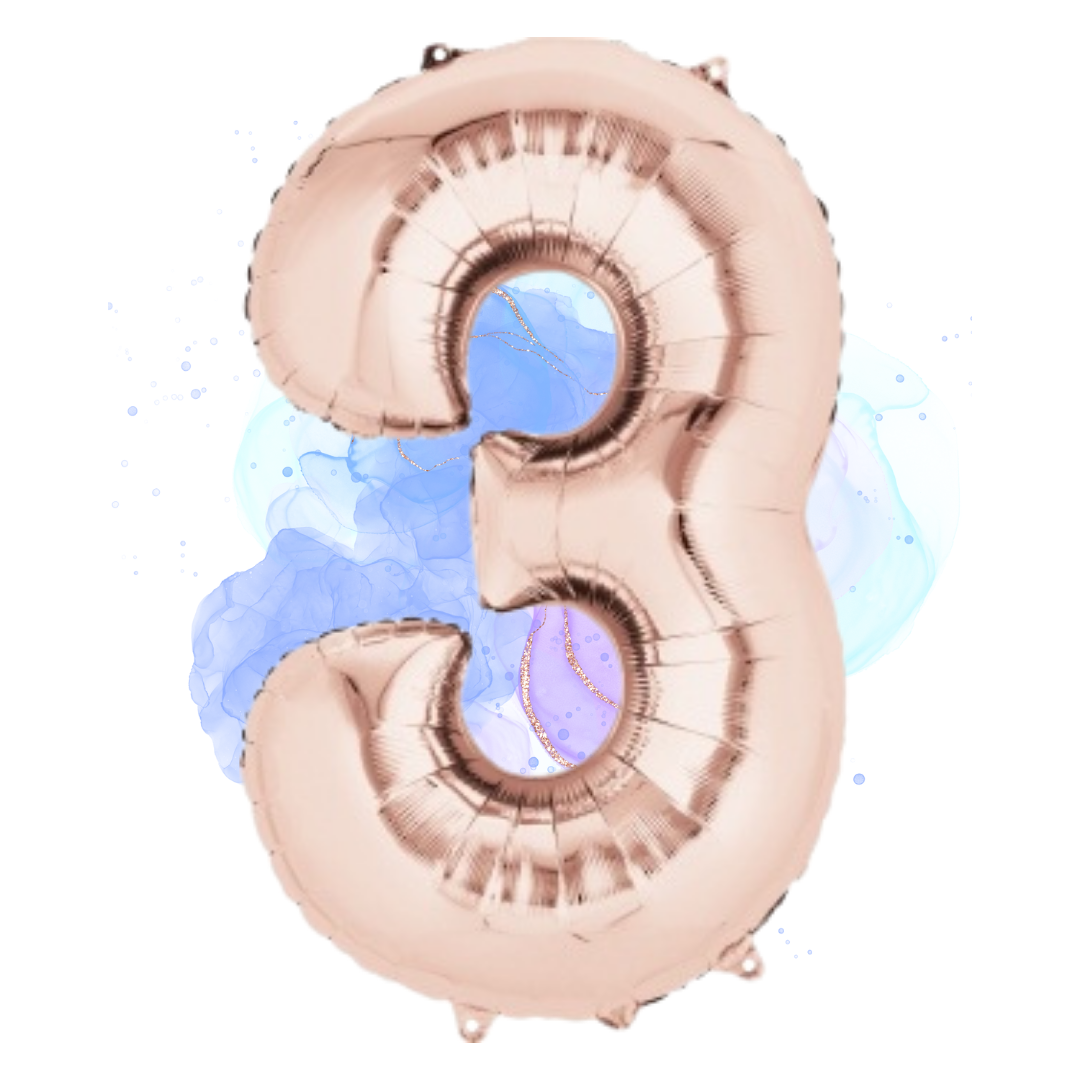 FOIL BALLOON LARGE ROSE GOLD THREE 3