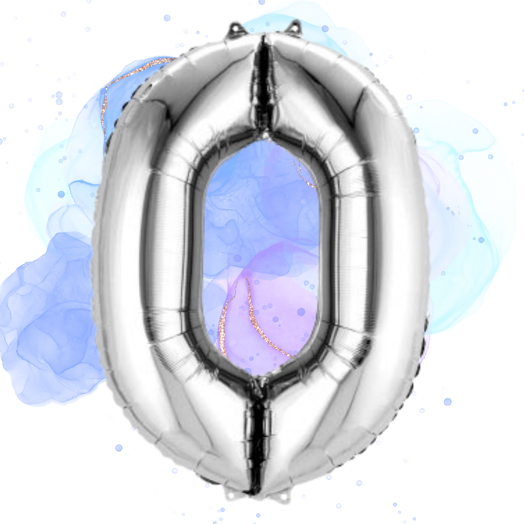 FOIL BALLOON LARGE SILVER ZERO 0