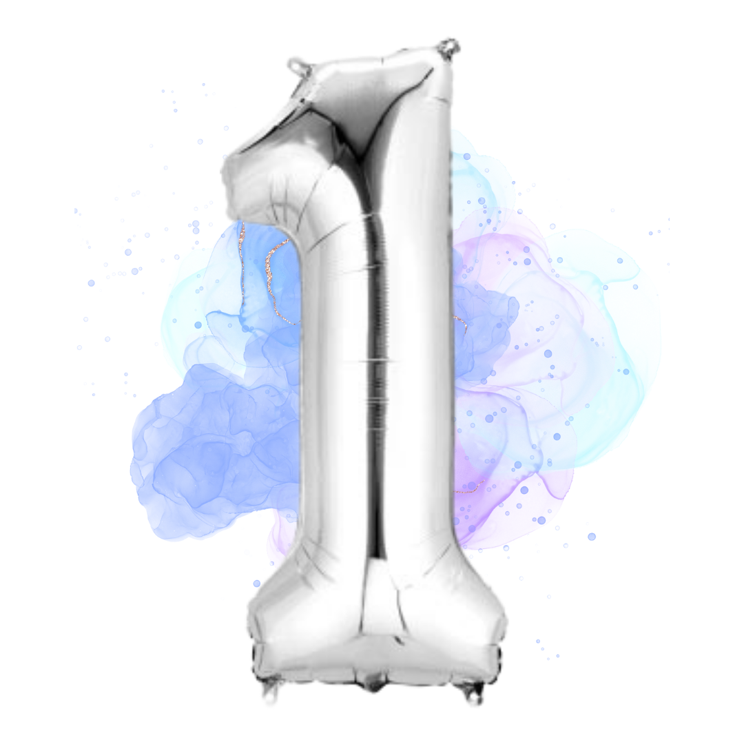 FOIL BALLOON LARGE SILVER ONE 1